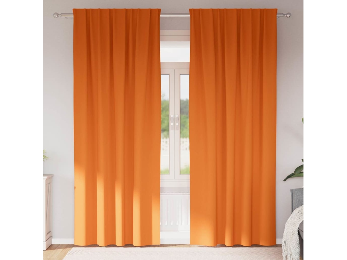 Vidaxl Cortinas Blackout Com Argolas 2 Unid. Laranja Brilhante