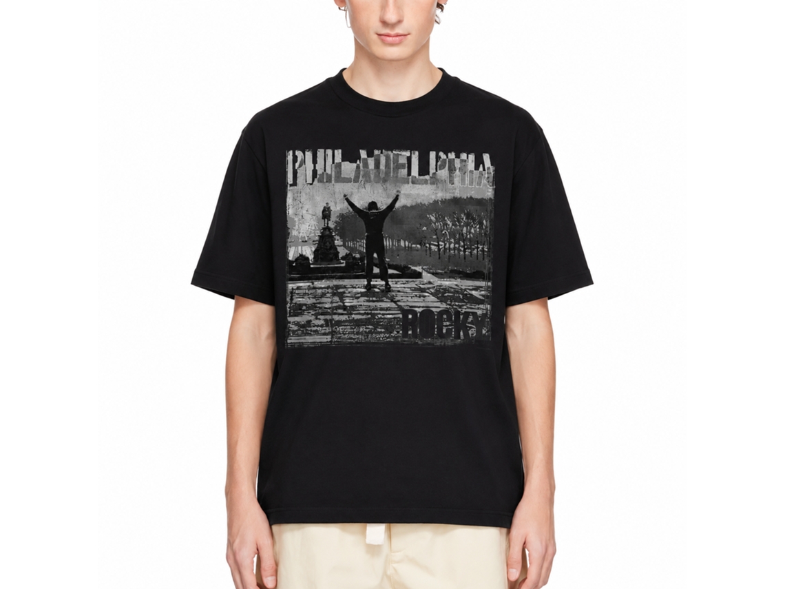 Rockinstone Rocky Movie Philadelphia Black Adult T-shirt Size:l