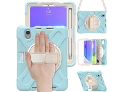 Capa Híbrida De Silicone E Pc Para Ipad Mini 6 / Mini 2024 Com Suporte De Aderência E Alça De Ombro.