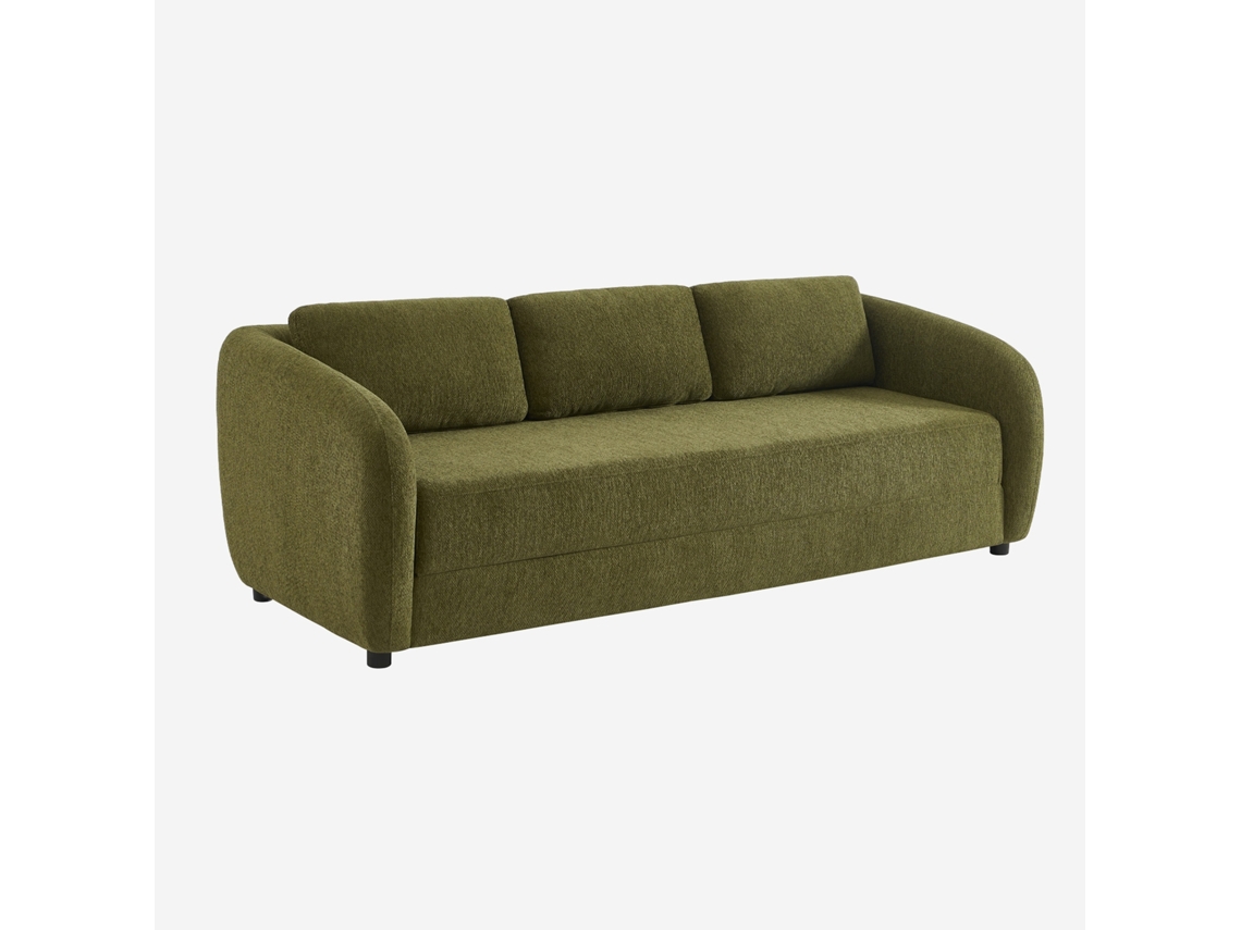 Sofá-cama Em Tecido Chenille, 3 Lugares, Verde Caqui
