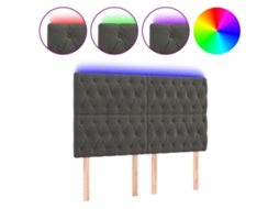 Cabeceira com Led Veludo Cinza escuro MAISON EXCLUSIVE (160x7x118 cm)
