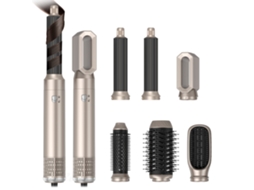 Kit Secador Escova 6 em 1 6000rpm,enrolador Automático, Alisa e Dá Volume, 3 Temperaturas Dourado HEXINYIGJLY