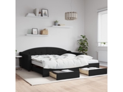 Vidaxl Sofá-cama Com Gavetão E Gavetas 100x200 Cm Tecido Preto