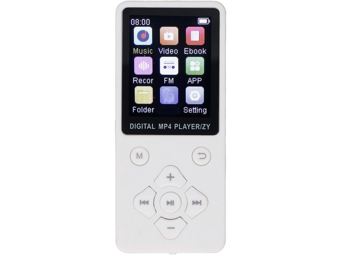 Reprodutor de MP3/MP4 de 64 GB, reprodutor de alto-falantes portátil de 64 GB, com chip 5.0, placa de som HiFi sem perdas (branco)