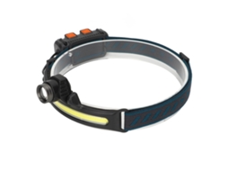 Farol Recarregável Holofote Cob Interruptor Multifunções Prompt de Energia para Corrida para Pesca Ao Ar Livre Preto HALINUIA