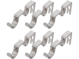 Conjunto De 6 Suportes Duplos De Metal Para Varão De Cortina, Resistentes, Prateados, Fácil Instalação Conjunto De 6 Suportes Duplos De