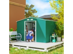 Galpão Externo Verde Escuro 277x195x192 Cm, 4,9 M², Duas Portas Corrediças, Estrutura Com Base Reforçada (sem Piso Incluso)