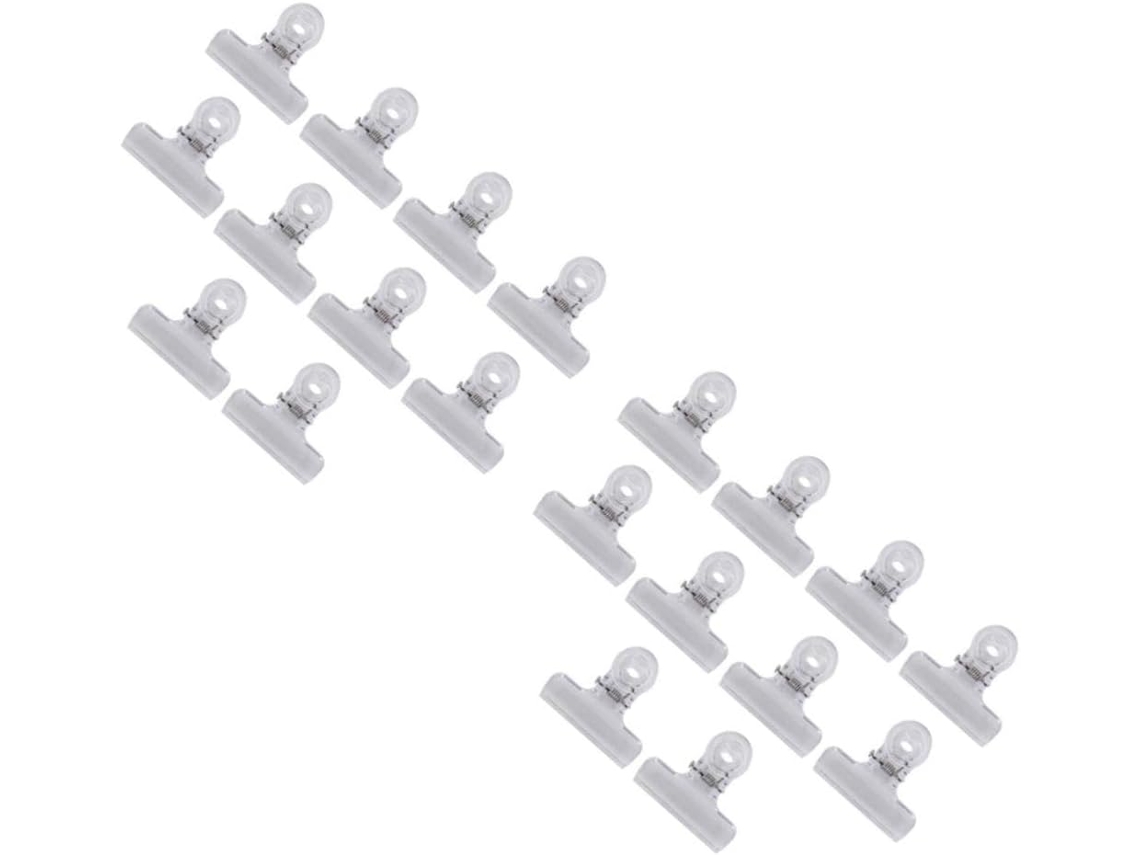 Conjunto de 20 Clipes de Plástico Transparentes para Organização Escolar e de Mesa da Tehaux