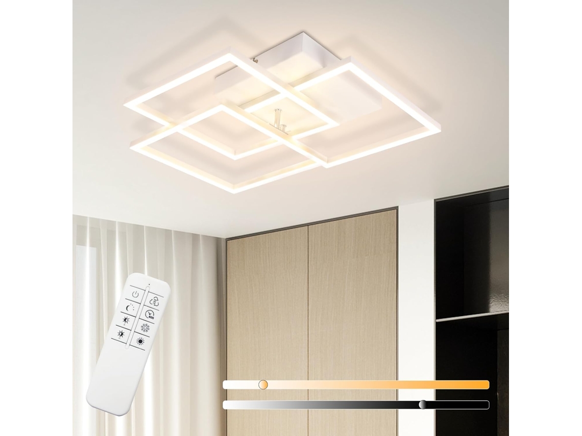 ZMH Luminária de teto LED moderna branca 3000-6500K para sala de estar, cozinha e escritório
