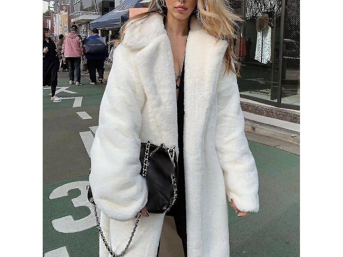 2026 chaqueta Larga Fluffy de Invierno para Mujer de Poliéster