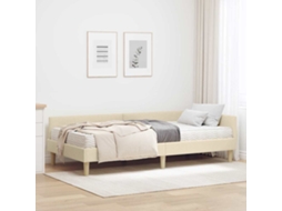 Vidaxl Estrutura De Cama De Canto Com Colchão 2 Unid. Creme Tecido