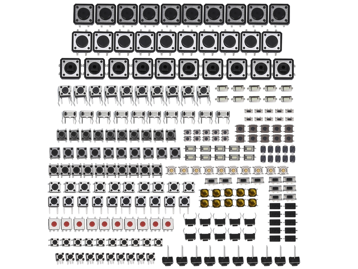 Kit 250pcs Interruptores Táteis Momentâneos Micro Botão Push 25 Valores 12v 50ma