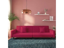 Vidaxl Sofá-cama 2 Lugares Com Duas Almofadas Veludo Vermelho Tinto