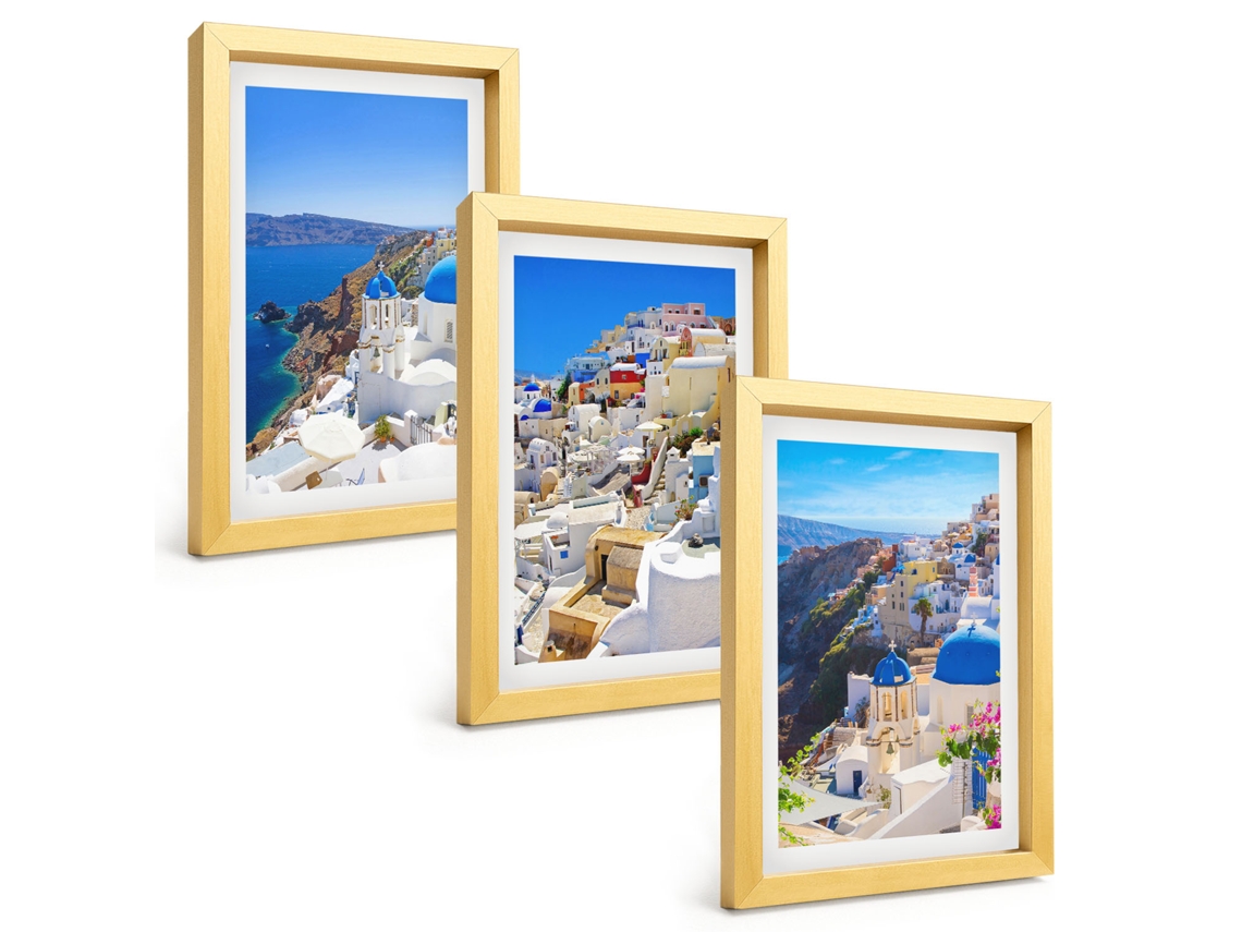Composição De Quadros Arquitetura Paisagística Oia Santorini Espelharte (3 Peças 20x30 Cm)