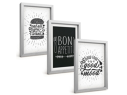 Composição De Quadros Gráficos, Comida, Slogans Culinários Espelharte (3 Peças 20x30 Cm)