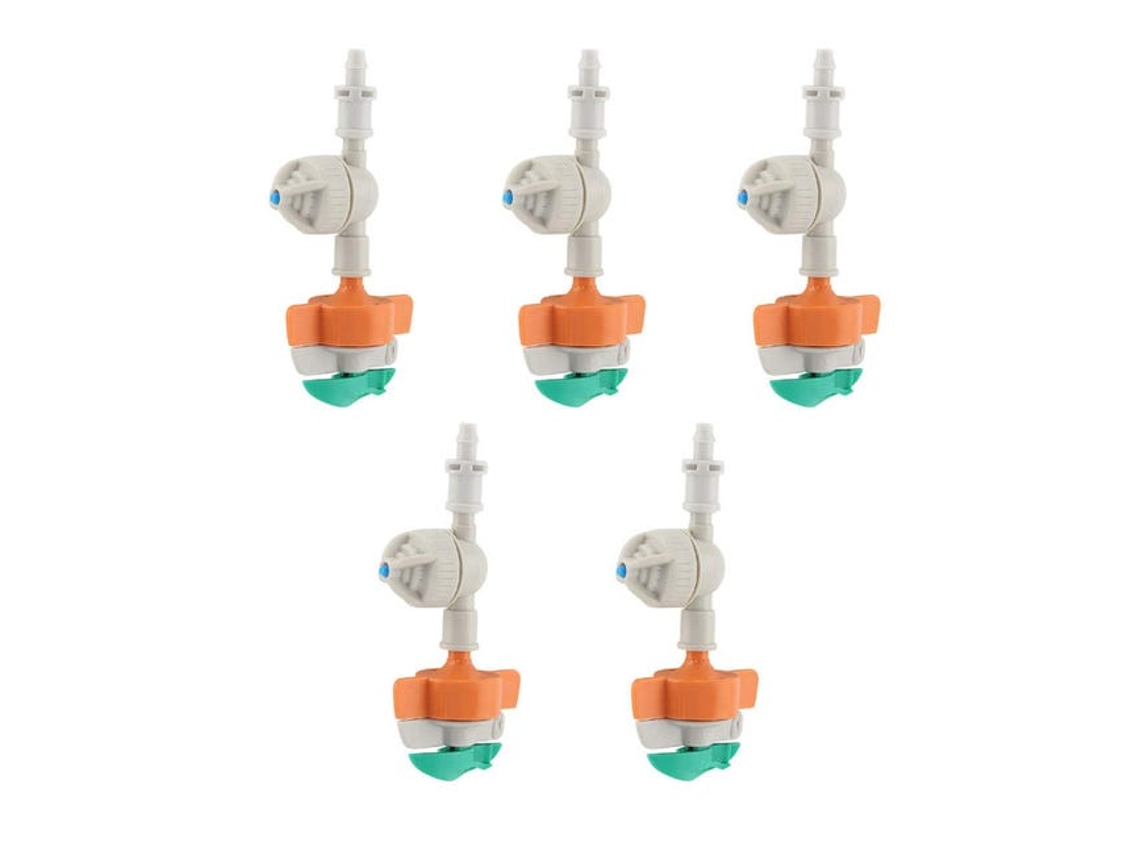 Conjunto de 5 sistemas de pulverização por suspensão com rotação de 360°, dispositivos de microirrigação ajustáveis, para fogões, viveiros, jardins e pastagens.