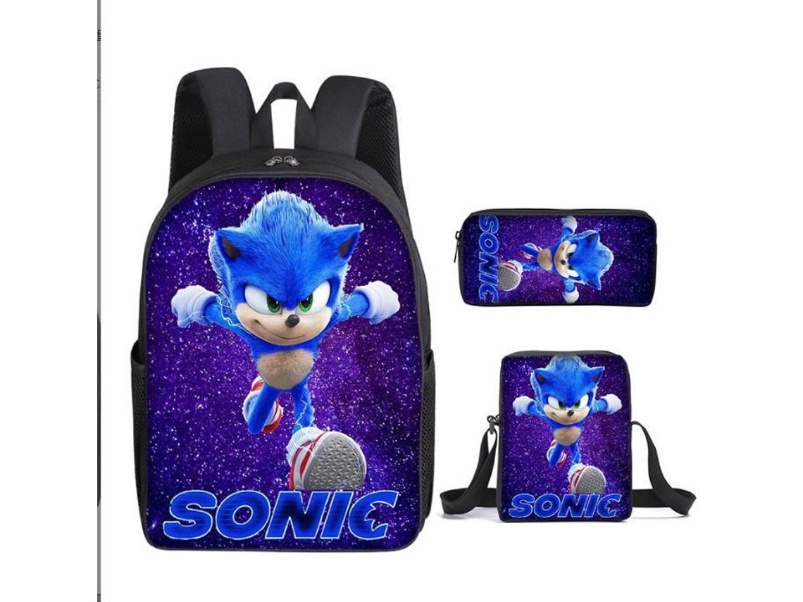 Conjunto Escolar 3 Peças, Estampa De Desenho Animado Com Mochila, Estojo E Bolsa De Ombro