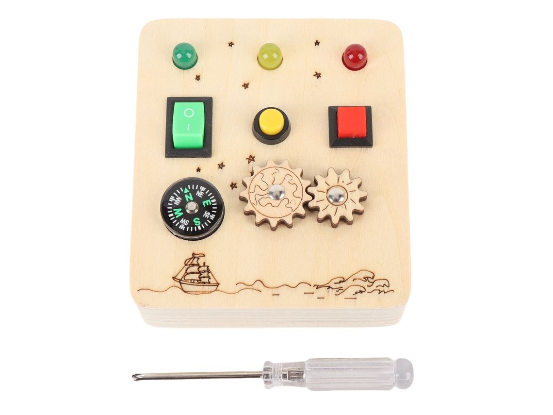 Mali tabuleiro Sensorial de Madeira com Luzes Led Jogo Educativo de Aprendizagem Precoce para Crianças