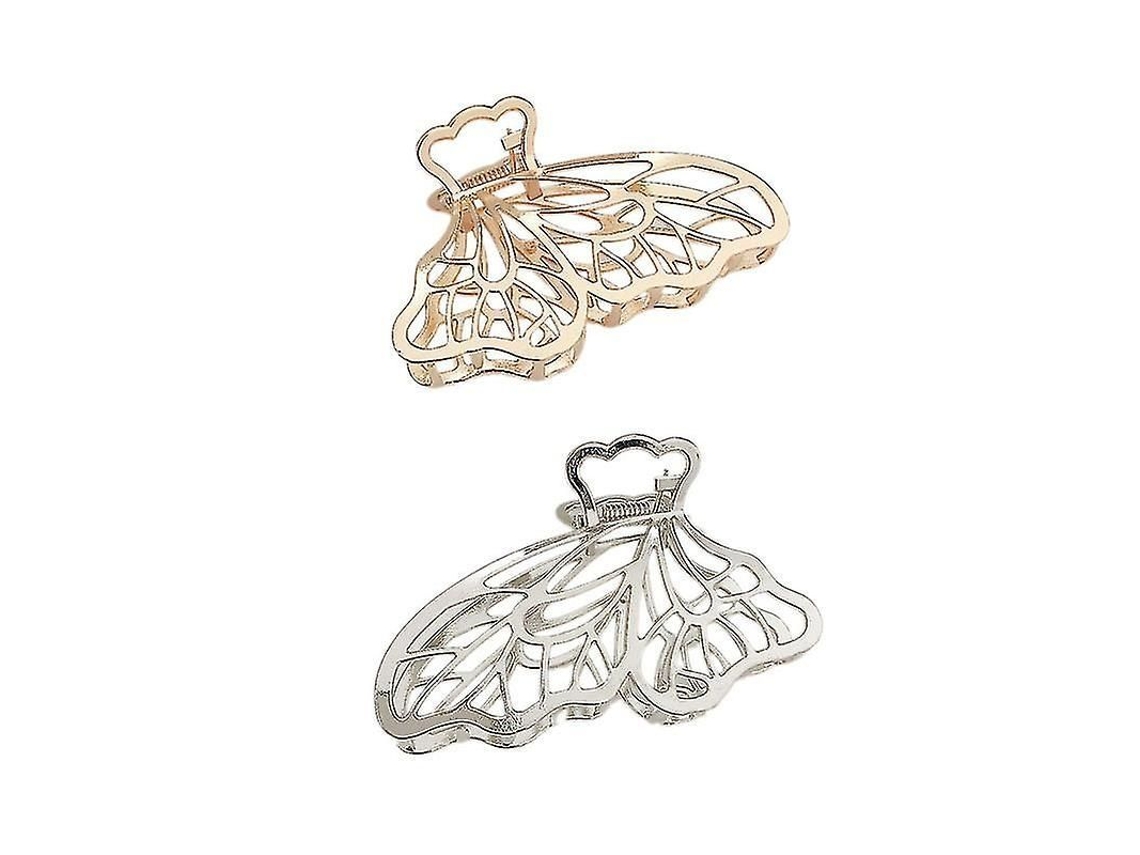 Garfos de cabelo de metal, borboleta, 3 polegadas, dourado, rosa, prata, acessórios de estilo S/MARCA