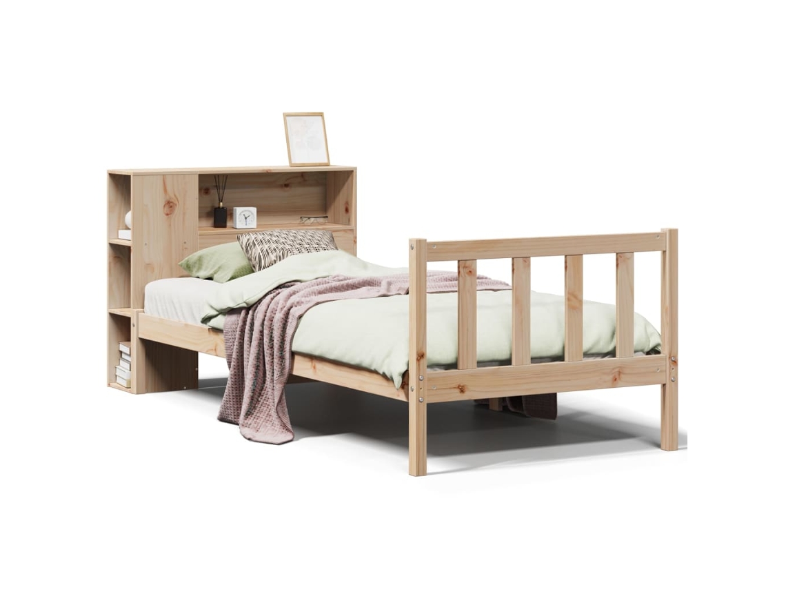 Cama com estante VIDAXL Marrom Madeira (75x190 cm)