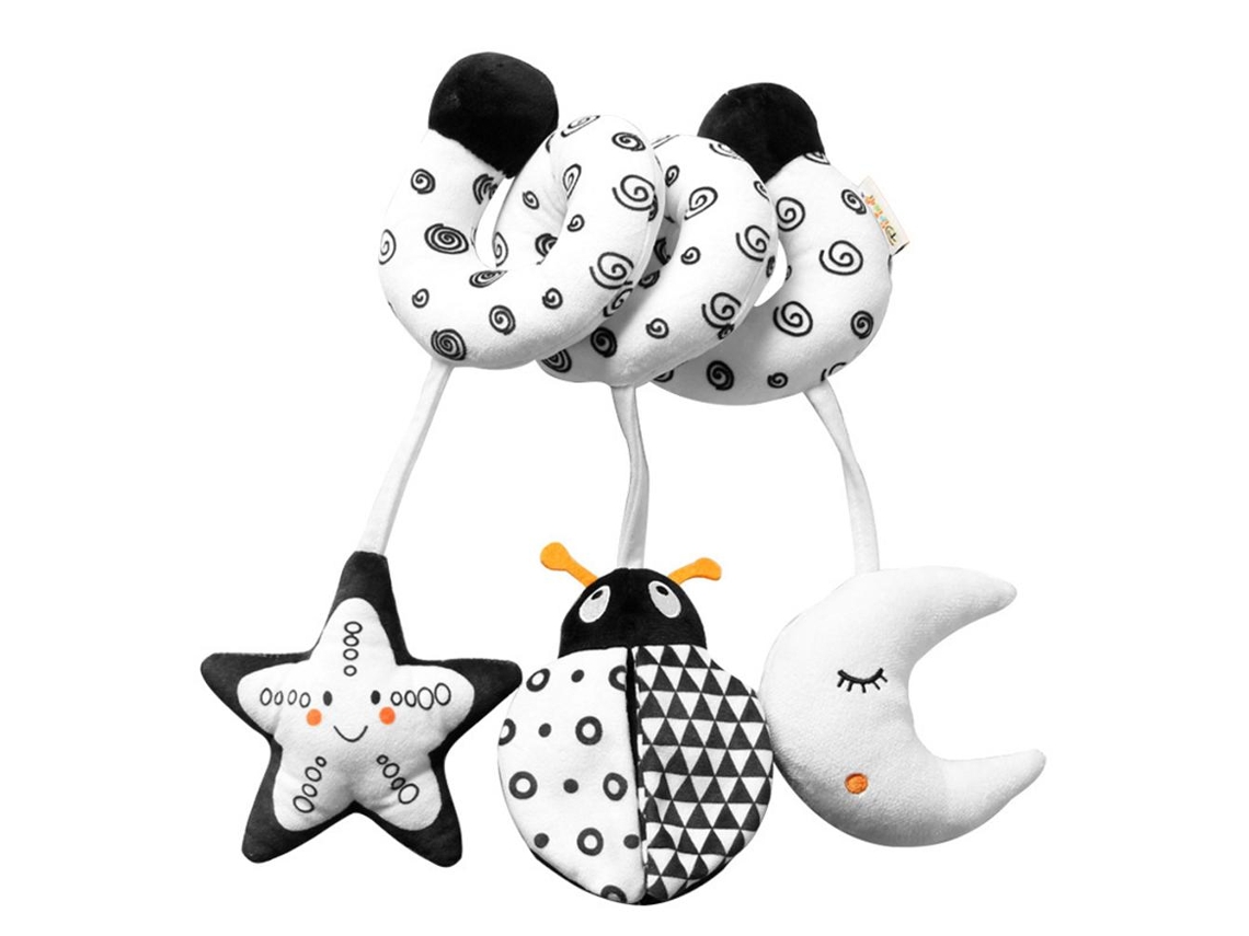 Brinquedos suspensos WalshLXq para berço e carrinho de bebê, animais em preto e branco com chocalhos para recém-nascidos.