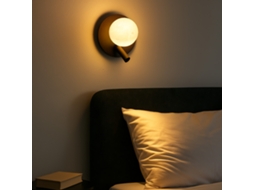 ALPINALUZ Luminária de parede circular LED em metal preto com luz de leitura orientável de 3 W e globo decorativo “lindau”