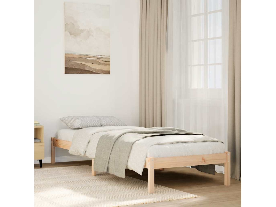 Vidaxl Cama Extra Longa Sem Colchão 100x220 Cm Madeira De Pinho Maciça