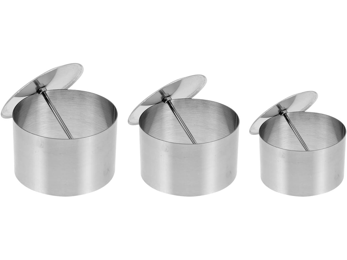 Conjunto de 3 peças redondas Lalafina em aço inoxidável.