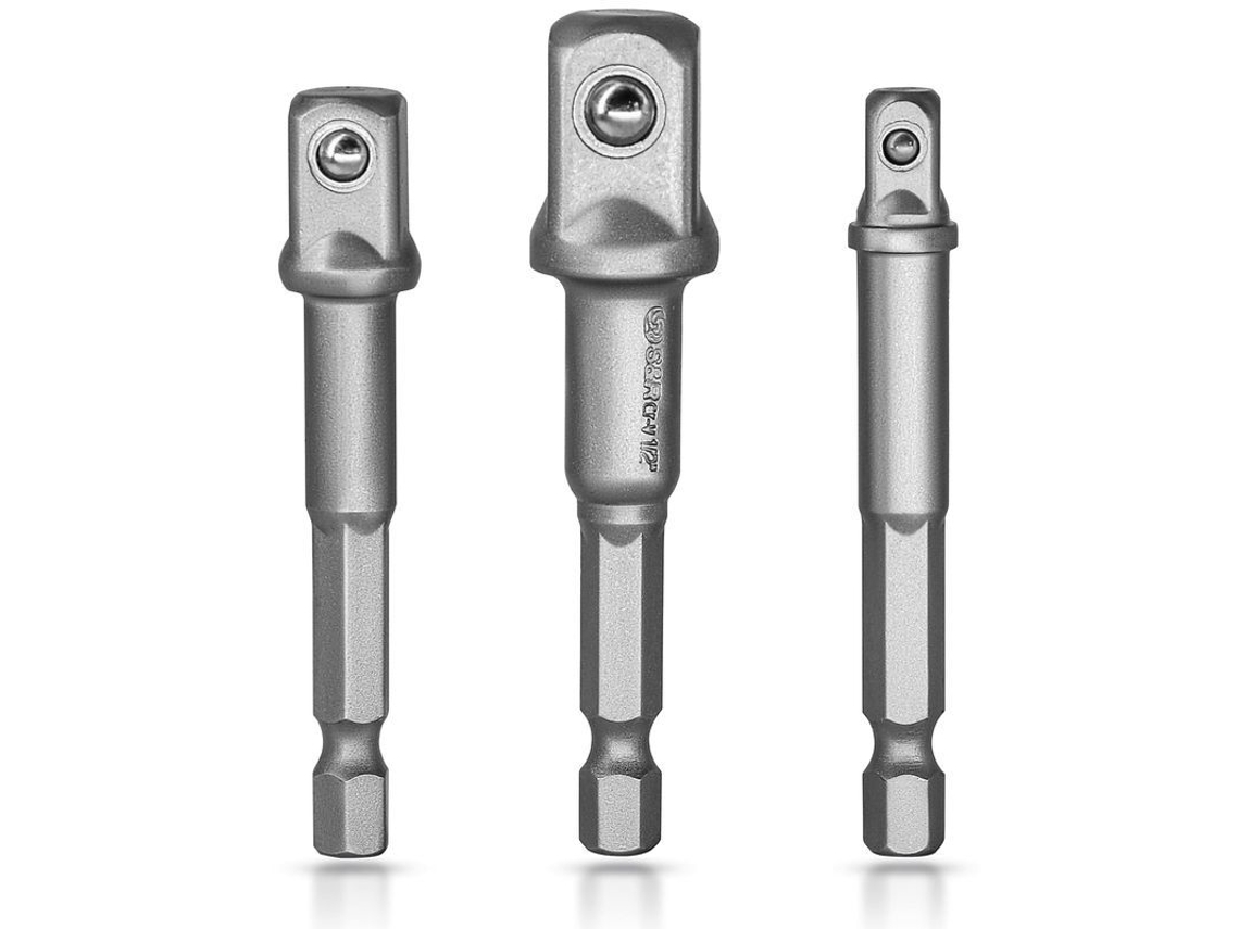 2026 conjunto de 3 Adaptadores Mandrel Hexagonal Cuadrado 1/4", 1/2", 3/8" de Acero Vanadio cromo