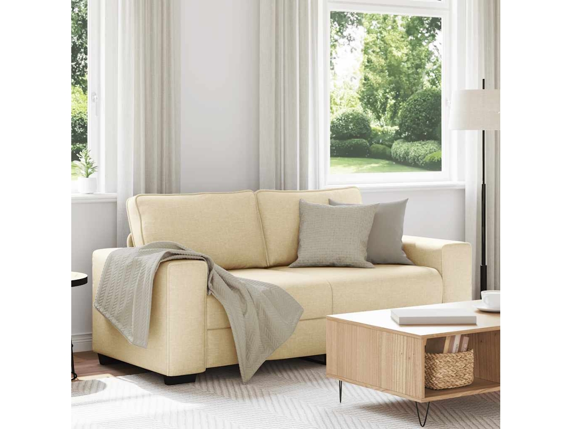 Vidaxl Sofá De 2 Lugares, Cor Creme, 180x77x82 Cm, Em Tecido