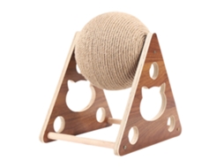 Brinquedo Interativo para Gatos LAXISCREED com Bola de Sisal, Estrutura de Escalada e Prateleira de Madeira