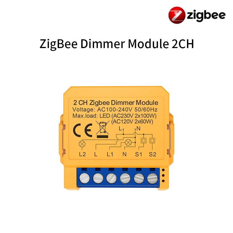 Módulo De Interruptor Dimmer Inteligente (zigbee, 2 Canais), Compatível Com Tuya, Alexa E Google Home