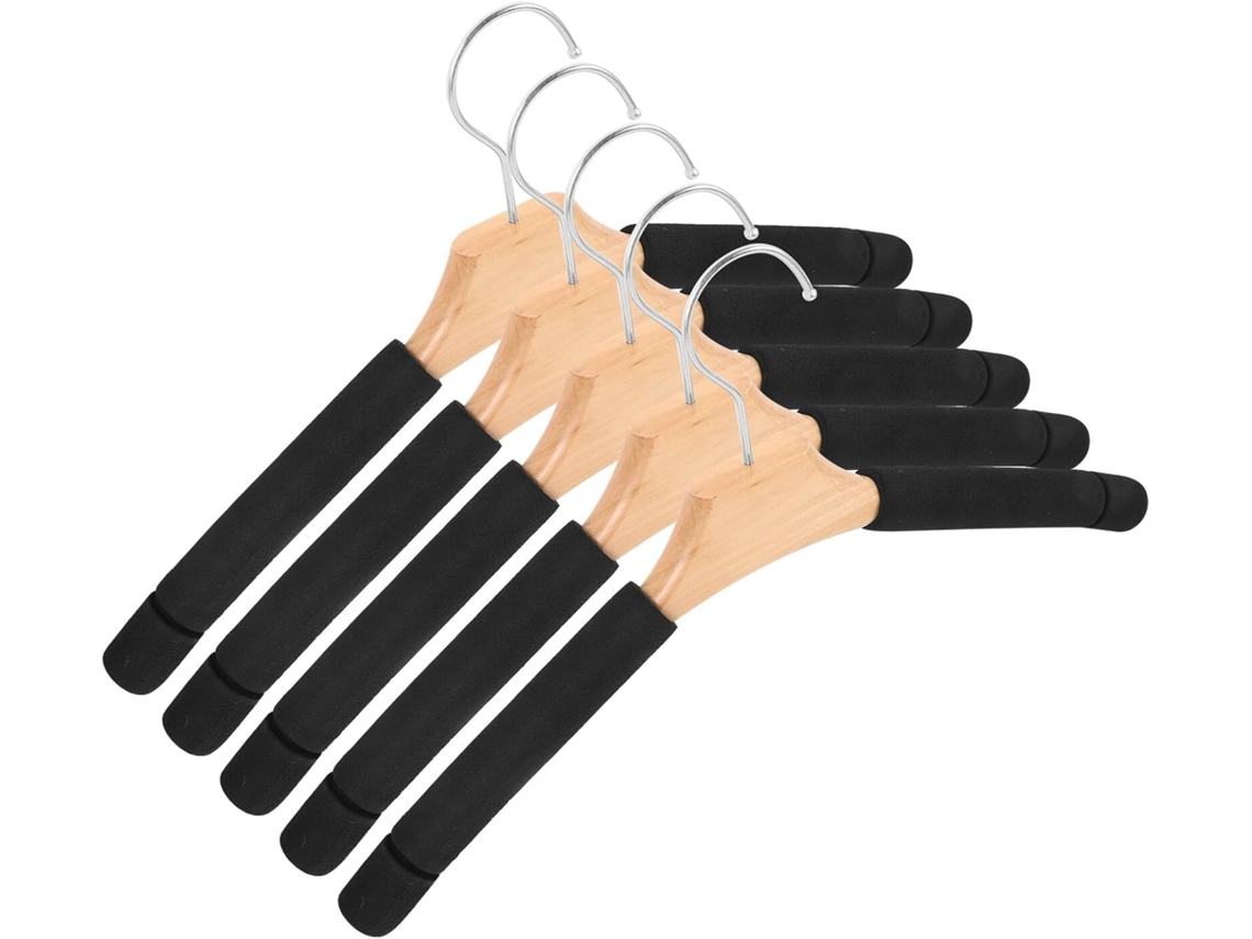Cabides de madeira maciça com espuma antiderrapante GOKOCO, 5 peças para roupas masculinas