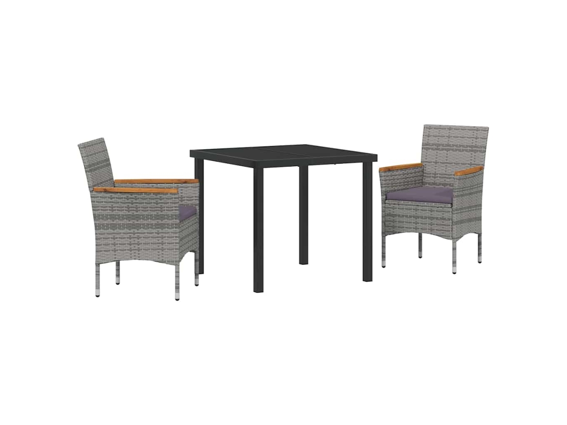 Conjunto de Jantar para Jardim 3 Pcs Cinzeto Vime Pe MAISON EXCLUSIVE