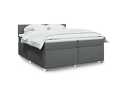 Vidaxl Cama Com Molas/colchão 200x200 Cm Tecido Cinzento-escuro