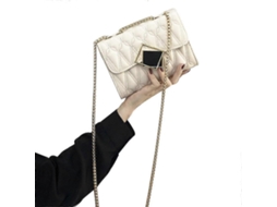 Bolsa Feminina De Couro Sintético Acolchoado Com Corrente E Bolso Duplo, Bolsa Transversal