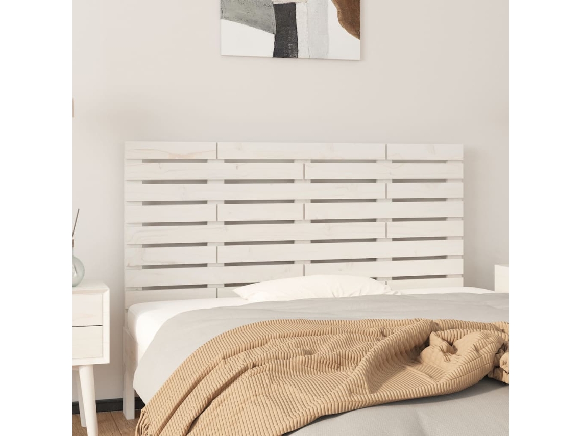 Vidaxl Cabeceira De Parede 126x3x63 Cm Madeira De Pinho Maciça Branco
