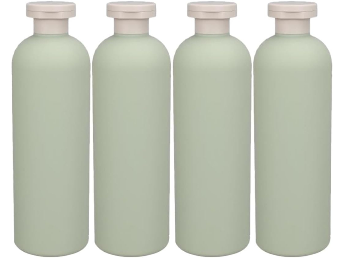 Dispensadores de Sabonete Líquido 400ml, Conjunto de 4 Unidades, Recarregáveis, Plástico Verde.