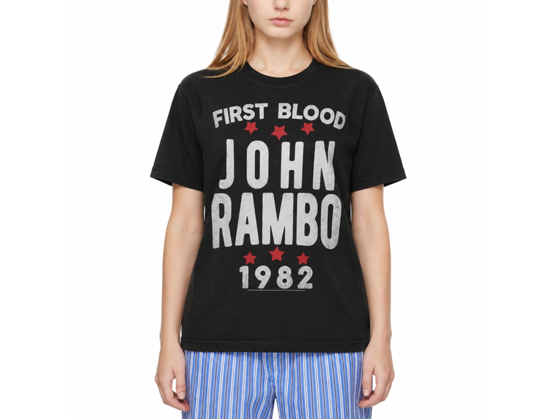 Rockinstone Rambo Movie Stars Black Adult T-shirt Size:s