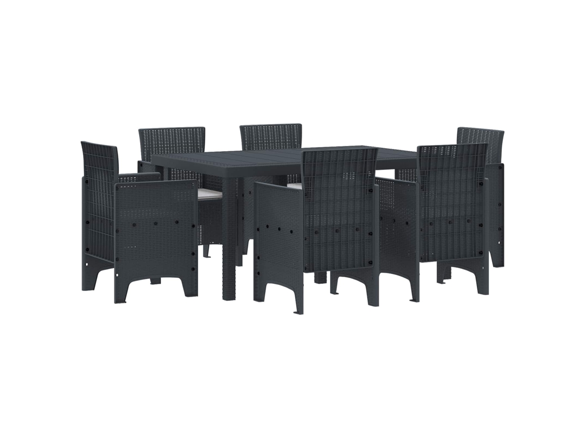 Vidaxl Conjunto De Jantar Para Jardim 7 Unid. Antracite Rattan Polt