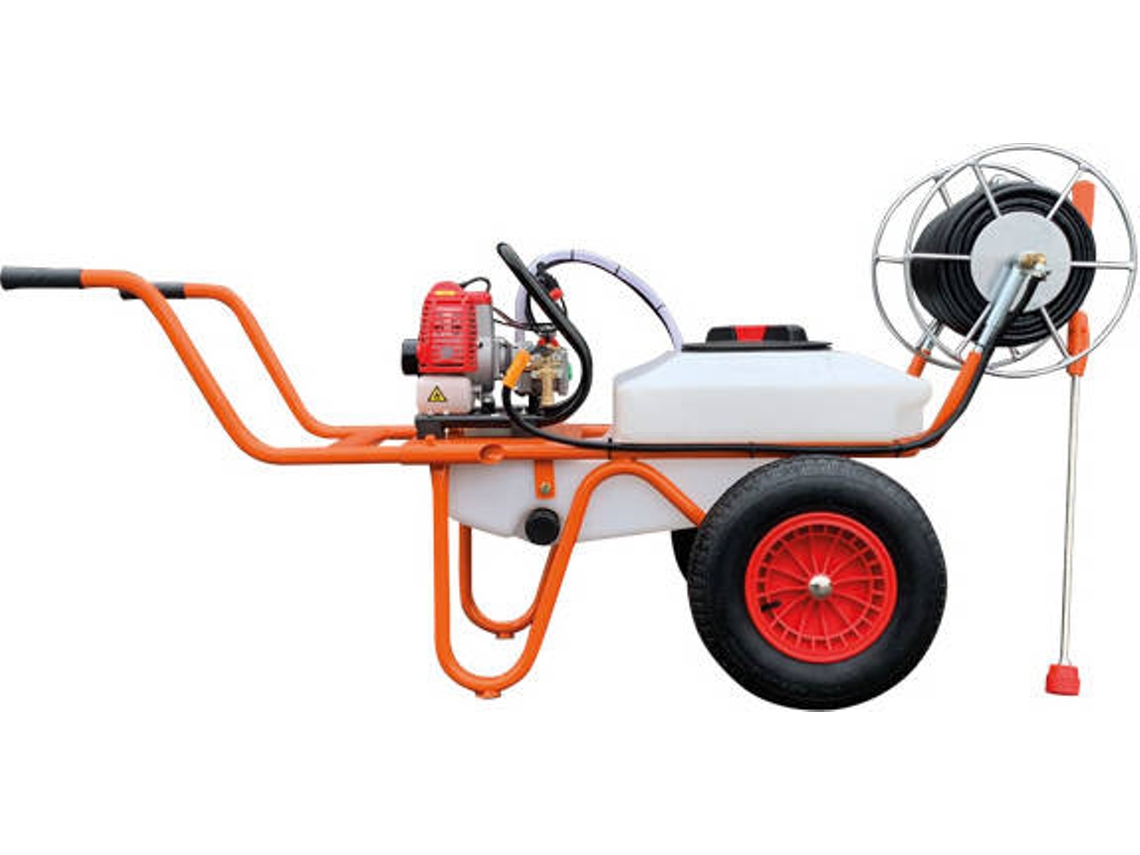 Bricoferr Carro Pulverizador De 2 Rodas 26cc 50l Com Mangueira De 50 Metros E Lança De 90 Cm