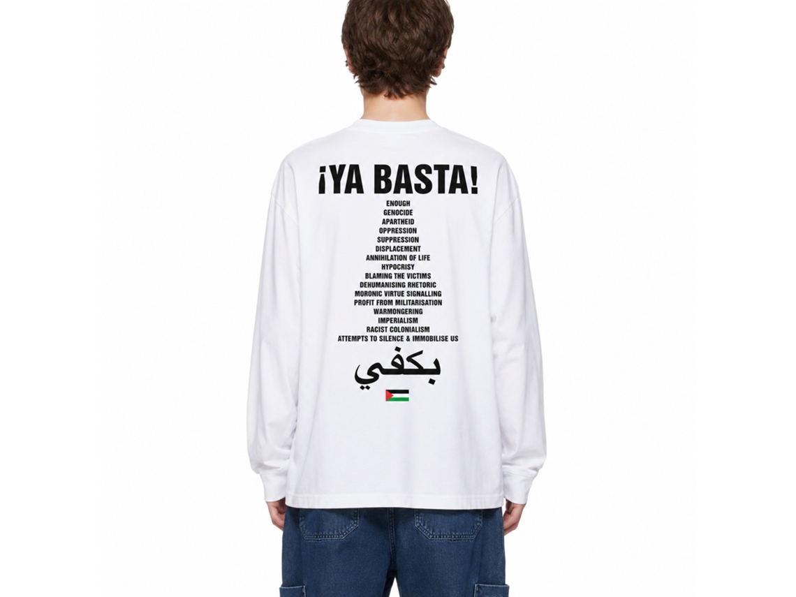 Camiseta Rockinstone End Genocide Katharine Hamnett Mary's Well Estilo de Designer Exclusivo