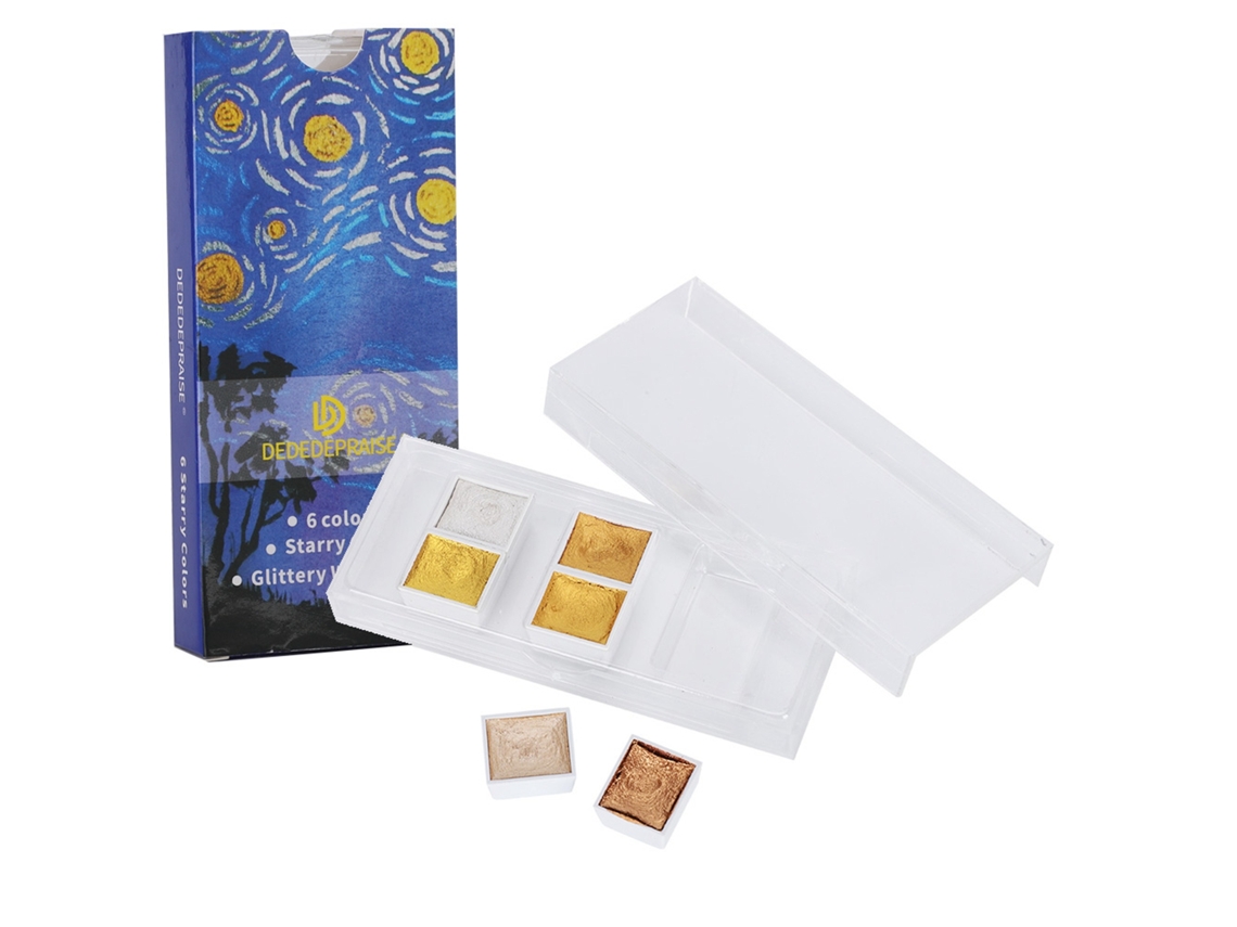 Set De Pintura Acuarela Sólida Metalizada Perla Para Arte De Uñas 6 Colores Estrellados Herramientas De Pintura