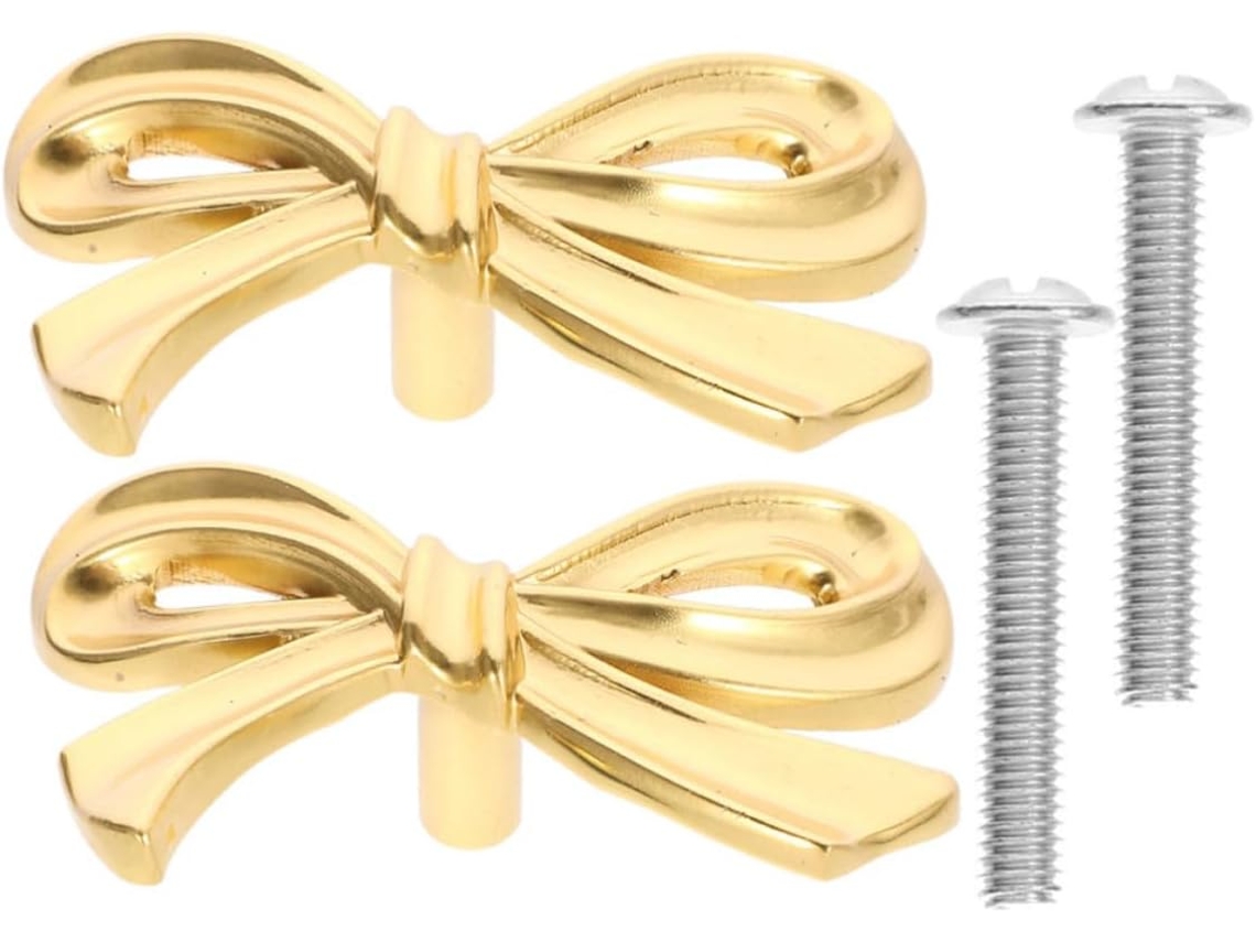 Puxadores Decorativos Para Gavetas E Armários, Em Latão Dourado Com Design De Laço, Conjunto De 2 Peças Puxadores