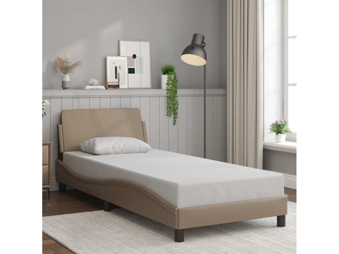 Vidaxl Estrutura de Cama Dover Couro Artif. 80x200 Cm Cappuccino