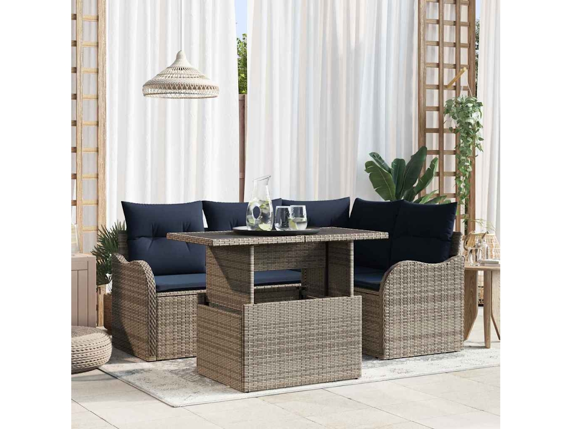 Vidaxl Conjunto De Jantar Para Exterior 5 Unid. Cinzeto