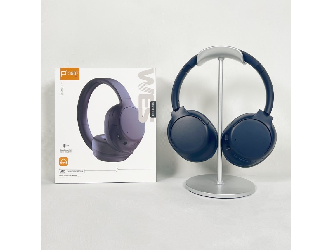 Fones De Ouvido Bluetooth P3967 Para Uso Na Cabeça, Azul Escuro Brilvibera