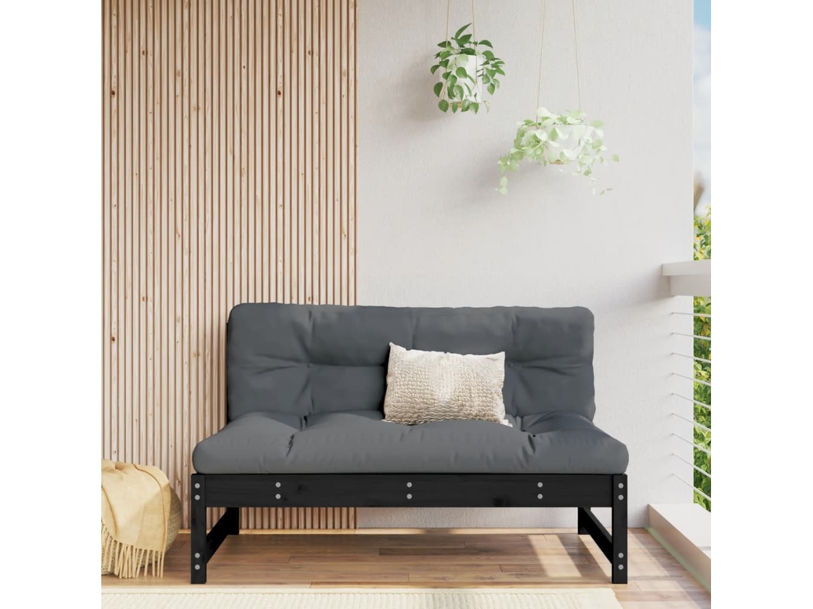 Vidaxl Sofá De Centro 120x80 Cm Madeira De Pinho Maciça Preto