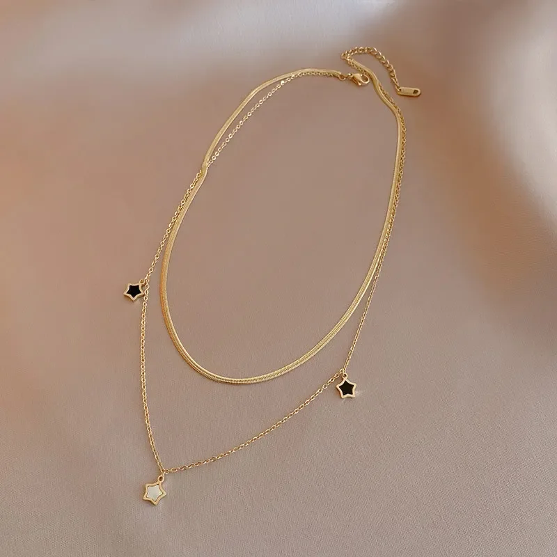 (pulseira Dourada) Conjunto De Pingente De Estrela Multicamadas, Aço Inoxidável, Presente Moderno Para Festas