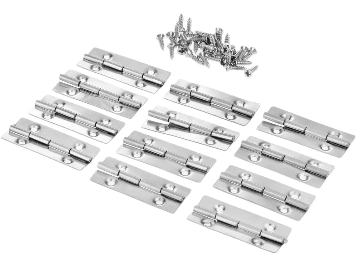 Conjunto De 12 Mini Dobradiças 15x 35mm Para Gavetas, Armários, Móveis De Cozinha, Janelas E Portas Inclui Parafusos
